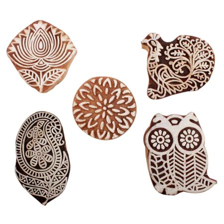 Set of 5 Piece New Mix Wooden Printing Blocks